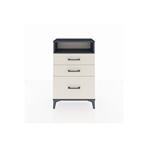 Arges Komodin Tek Raflı 3 Çekmeceli 60x30x96 Antrasit-aytaşı