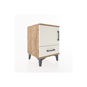 Hyperion Komodin Tek Raflı Tek Çekmeceli Tek Kapaklı 44x44x64 Çam-aytaşı