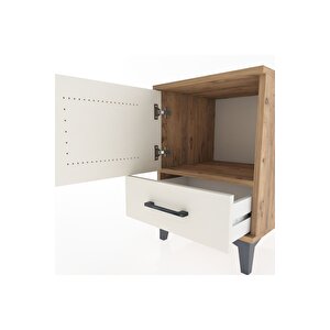 Hyperion Komodin Tek Raflı Tek Çekmeceli Tek Kapaklı 44x44x64 Çam-aytaşı