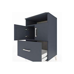 Hyperion Komodin 2 Raflı Tek Çekmeceli 2 Kapaklı 60x44x96 Antrasit-antrasit