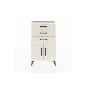 Arges Komodin Tek Raflı 3 Çekmeceli 2 Kapaklı 60x30x106 Aytaşı-aytaşı