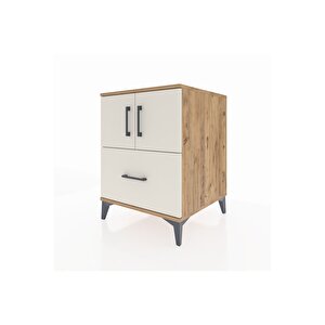 Kronos Komodin 2 Raflı Tek Çekmeceli 2 Kapaklı 60x59x80 Çam-aytaşı