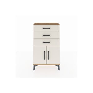 Arges Komodin Tek Raflı 3 Çekmeceli 2 Kapaklı 60x30x106 Çam-aytaşı