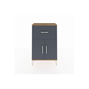 Arges Komodin Tek Raflı Tek Çekmeceli 2 Kapaklı 60x30x96 Çam-antrasit