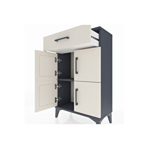 Arges Komodin Tek Raflı Tek Çekmeceli 4 Kapaklı 60x30x96 Antrasit-aytaşı