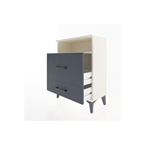 Arges Komodin Tek Raflı 2 Çekmeceli 60x30x80 Aytaşı-antrasit