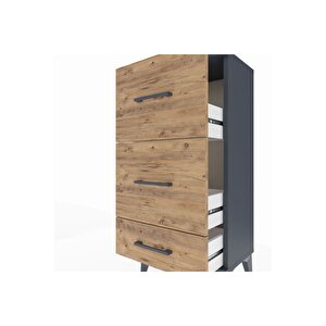 Arges Komodin 3 Çekmeceli 44x30x96 Antrasit-çam