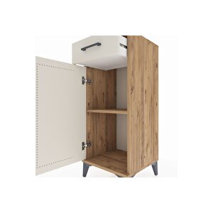 Hyperion Komodin Tek Raflı Tek Çekmeceli Tek Kapaklı 44x44x106 Çam-aytaşı