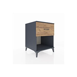 Kronos Komodin Tek Çekmeceli 60x59x80 Antrasit-çam