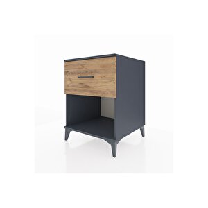 Kronos Komodin Tek Çekmeceli 60x59x80 Antrasit-çam