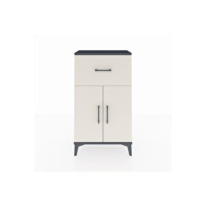 Arges Komodin Tek Raflı Tek Çekmeceli 2 Kapaklı 60x30x106 Antrasit-aytaşı