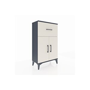 Arges Komodin Tek Raflı Tek Çekmeceli 2 Kapaklı 60x30x106 Antrasit-aytaşı