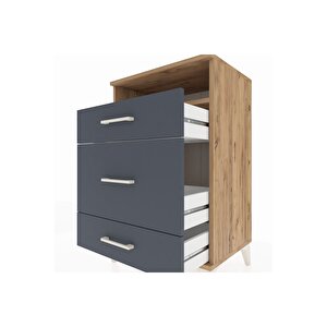 Hyperion Komodin Tek Raflı 3 Çekmeceli 60x44x96 Çam-antrasit