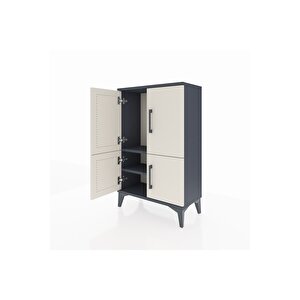 Arges Komodin 2 Raflı 4 Kapaklı 60x30x96 Antrasit-aytaşı