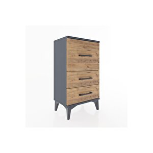 Arges Komodin Tek Raflı 2 Çekmeceli 44x30x80 Antrasit-çam