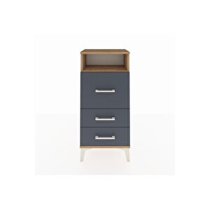 Arges Komodin Tek Raflı 3 Çekmeceli 44x30x96 Çam-antrasit