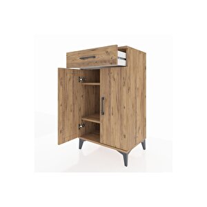 Hyperion Komodin 2 Raflı Tek Çekmeceli 2 Kapaklı 60x44x106 Çam-çam