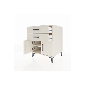 Kronos Komodin Tek Raflı 2 Çekmeceli 2 Kapaklı 60x59x80 Aytaşı-aytaşı