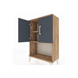 Arges Komodin 2 Raflı 2 Kapaklı 60x30x96 Çam-antrasit