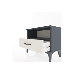 Arges Komodin Tek Raflı Tek Çekmeceli 60x30x48 Antrasit-aytaşı