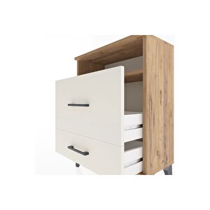 Arges Komodin Tek Raflı 2 Çekmeceli 60x30x80 Çam-aytaşı