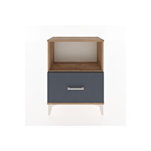 Arges Komodin Tek Raflı Tek Çekmeceli 60x30x80 Çam-antrasit