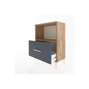 Arges Komodin Tek Raflı Tek Çekmeceli 60x30x80 Çam-antrasit