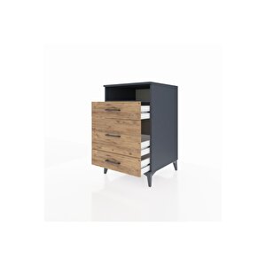 Kronos Komodin Tek Raflı 3 Çekmeceli 60x59x96 Antrasit-çam