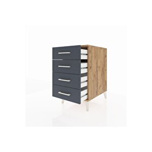 Kronos Komodin 4 Çekmeceli 44x59x80 Çam-antrasit