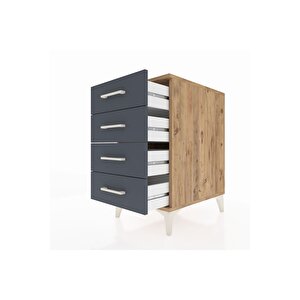 Kronos Komodin 4 Çekmeceli 44x59x80 Çam-antrasit