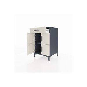 Kronos Komodin Tek Raflı Tek Çekmeceli 4 Kapaklı 60x59x96 Antrasit-aytaşı