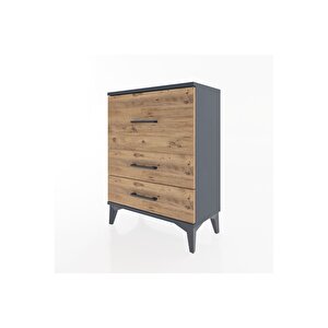 Arges Komodin 3 Çekmeceli 60x30x80 Antrasit-çam