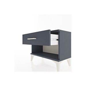 Arges Komodin Tek Çekmeceli 60x30x48 Antrasit-antrasit