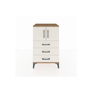 Hyperion Komodin Tek Raflı 3 Çekmeceli 2 Kapaklı 60x44x96 Çam-aytaşı