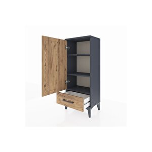 Arges Komodin 3 Raflı Tek Çekmeceli Tek Kapaklı 44x30x106 Antrasit-çam