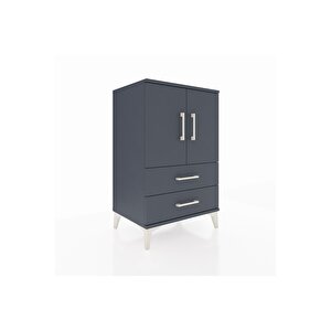 Hyperion Komodin 2 Raflı 2 Çekmeceli 2 Kapaklı 60x44x96 Antrasit-antrasit