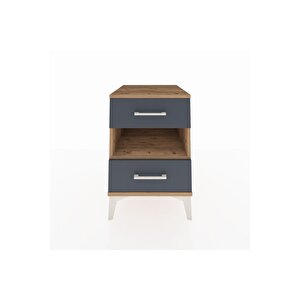 Kronos Komodin Tek Raflı 2 Çekmeceli 44x59x64 Çam-antrasit