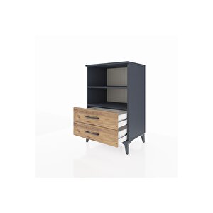 Hyperion Komodin 2 Raflı 2 Çekmeceli 60x44x96 Antrasit-çam