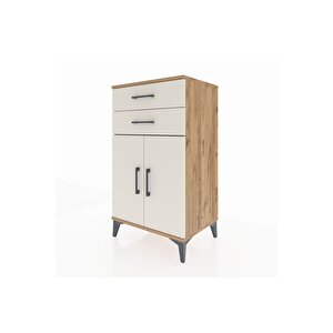 Hyperion Komodin Tek Raflı 2 Çekmeceli 2 Kapaklı 60x44x106 Çam-aytaşı