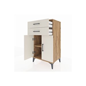 Hyperion Komodin Tek Raflı 2 Çekmeceli 2 Kapaklı 60x44x106 Çam-aytaşı