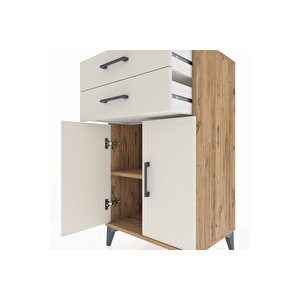 Hyperion Komodin Tek Raflı 2 Çekmeceli 2 Kapaklı 60x44x106 Çam-aytaşı