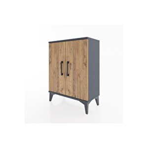 Arges Komodin 2 Raflı 2 Kapaklı 60x30x80 Antrasit-çam