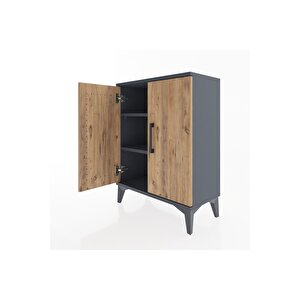 Arges Komodin 2 Raflı 2 Kapaklı 60x30x80 Antrasit-çam