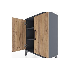 Arges Komodin 2 Raflı 2 Kapaklı 60x30x80 Antrasit-çam