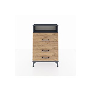 Arges Komodin Tek Raflı 3 Çekmeceli 60x30x96 Antrasit-çam