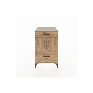 Kronos Komodin Tek Raflı 2 Çekmeceli 2 Kapaklı 60x59x96 Aytaşı-çam