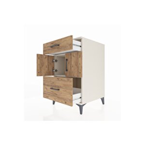 Kronos Komodin Tek Raflı 2 Çekmeceli 2 Kapaklı 60x59x96 Aytaşı-çam