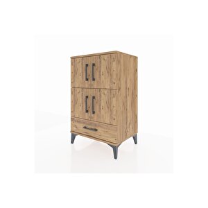 Hyperion Komodin 4 Raflı Tek Çekmeceli 4 Kapaklı 60x44x96 Çam-çam