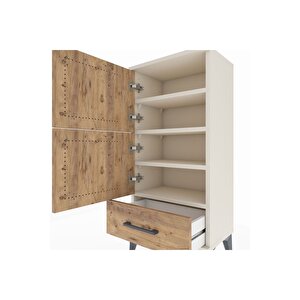 Arges Komodin 4 Raflı Tek Çekmeceli 2 Kapaklı 44x30x96 Aytaşı-çam