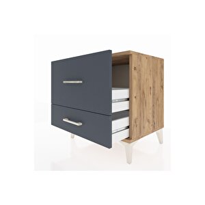 Hyperion Komodin 2 Çekmeceli 60x44x64 Çam-antrasit